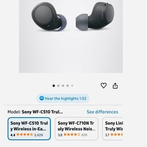 New Sony Wireless In-Ear Headphones - Black
